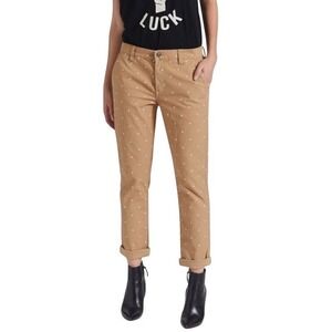 Current Elliott The Confidant Pants Womens 26 Tan Polka Dot Stretch Chino Preppy